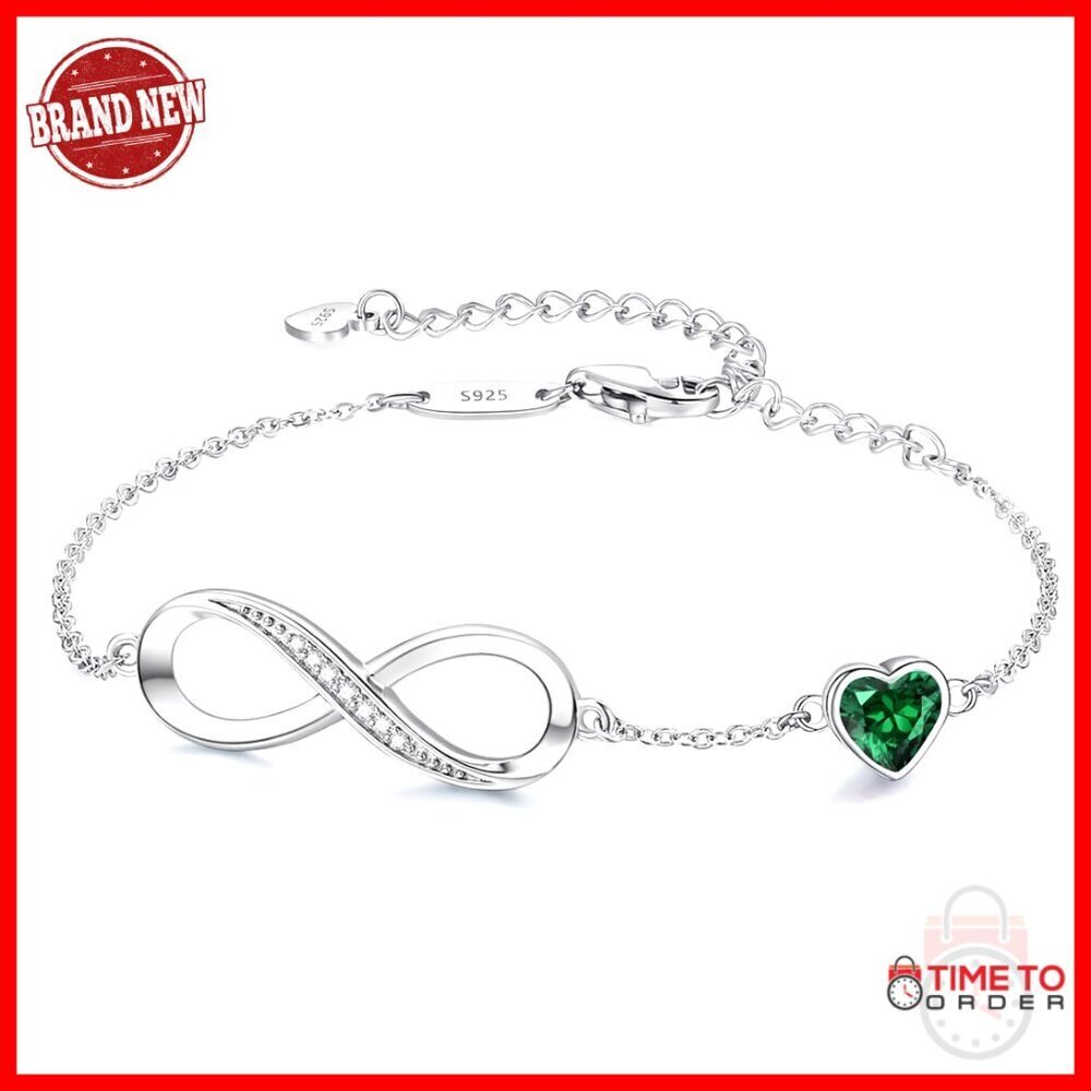 Sterling Silver Infinity Heart Charm Bracelet Adjustable Link Jewelry